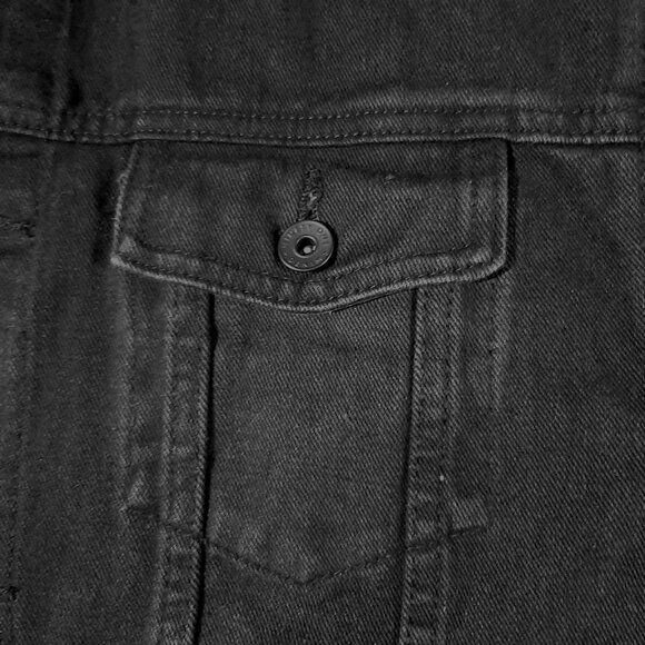 rare Tupac 2pac Thug Life Black Denim Jean Jacket Sz Small Men to Medium Unisex - Picture 6 of 9